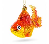 Glistening Goldfish in Aquatic Splendor - Blown Glass Christmas Ornament