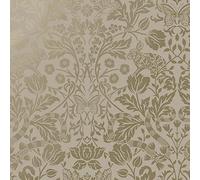 Glistening Mirrored Floral Wallpaper - Modern Metallic Wallpaper for Living Room, Bedroom, Fireplace - Decorative Luxury Floral Wall Paper with Rabbits, Butterflies, Snakes & Birds (Neutral/Gold)