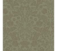 Glistening Mirrored Floral Wallpaper - Modern Metallic Wallpaper for Living Room, Bedroom, Fireplace - Decorative Luxury Floral Wall Paper with Rabbits, Butterflies, Snakes & Birds (Green/Gold)
