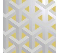 Glistening Trident Geo Grey Yellow Silver Geometric Wallpaper 12811