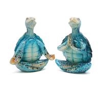 Glisteno Zen Turtles Serene Yoga Figurines, Sea Turtle Decor for Home, Coastal Home Decor, Beach Themed Bathroom and Meditation Spaces | Calming Ornaments