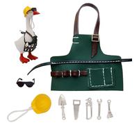 Gliswaieuznd 8 Set 7inch Desk Goose Outfits with Apron Hat Sunglasses Tools Mini Desktop Goose Clothes Accessories for Home Table Decor Gift (Multi-Colored, 7inches)