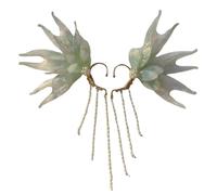 Gliswaieuznd Fairy Elf Ear Cuffs Non Pierced Mermaid Earrings Tassel Halloween Accessory (Fluorescent Green, One Size)