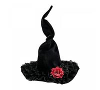 Gliswaieuznd Witch Hat for Women Wizard Hat Spooky Twisted Tulle Trim Halloween Costume Accessory for Cosplay Festival Party (Black 1, One Size)