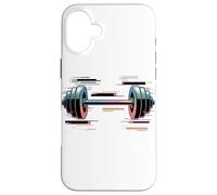Glitch Art Barbell Weights Weightlifting Weightlifter Gym Case for iPhone 16 Plus