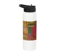 Glitch Art Data Corruption Grid Abstract Cybernetic Design Stainless Steel Insulated Water Bottle