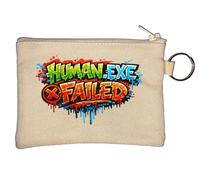 Glitch Art Human Error Message Key Chain Coin Purse Beige