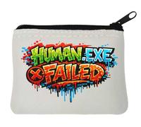 Glitch Art Human Error Message Neoprene Coin Purse Pouch 10x11cm White