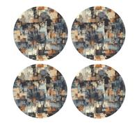 Glitch Art Mdf Cork Coasters Pcs, Absorbent Drink Coasters For Coffee, Tea And Glasses, Eco-Friendly Table Protection For Home And Office