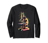 Glitch Art Microscope Scientist Biologist Microbiologist Long Sleeve T-Shirt