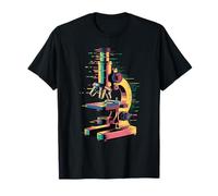 Glitch Art Microscope Scientist Biologist Microbiologist T-Shirt
