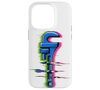 Glitch Art Plumber Wrench Plumbing Pipe Drain Plumbers Case for iPhone 14 Pro