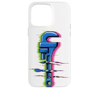Glitch Art Plumber Wrench Plumbing Pipe Drain Plumbers Case for iPhone 15 Pro Max