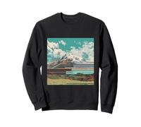 Glitch Art Snow Mountain Landscape Vaporwave Sweatshirt