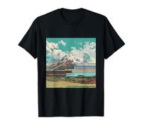 Glitch Art Snow Mountain Landscape Vaporwave T-Shirt