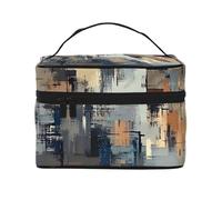 Glitch Art Travel Makeup Bag - Portable Toiletry Organizer with Zipped Compartments for Brushes, Bottles & Skincare
