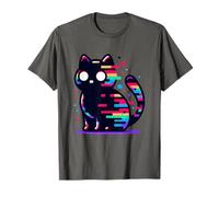 Glitch Cat Funny Kawaii Cat Design for Men Women Cyber Mood T-Shirt