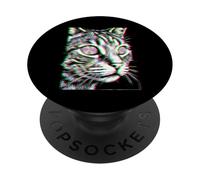 Glitch Cat Rave Party EDM Techno House Music PopSockets Adhesive PopGrip