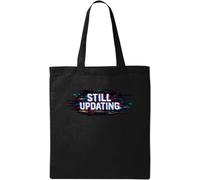 Glitch Effect Still Updating Text Visual Natural Cotton Tote Bag Black