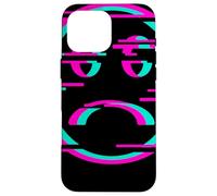 Glitch Sad Face Digital Art Cyber Culture Vaporwave Case for iPhone 16 Pro Max