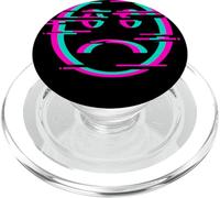 Glitch Sad Face Digital Art Cyber Culture Vaporwave PopSockets PopGrip for MagSafe