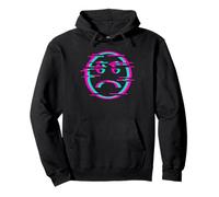 Glitch Sad Face Digital Art Cyber Culture Vaporwave Pullover Hoodie