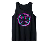 Glitch Sad Face Digital Art Cyber Culture Vaporwave Tank Top