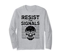 Glitch Skull Design Trippy Spiral Eyes Conspiracy Art Long Sleeve T-Shirt
