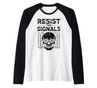 Glitch Skull Design Trippy Spiral Eyes Conspiracy Art Raglan Baseball Tee
