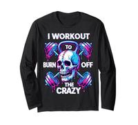 Glitch Skull Kettlebell I Workout to Burn Off The Crazy Long Sleeve T-Shirt