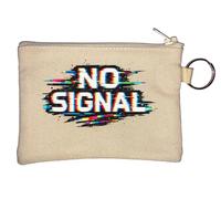 Glitch Style No Signal Text Key Chain Coin Purse Beige