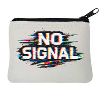 Glitch Style No Signal Text Neoprene Coin Purse Pouch 10x11cm White