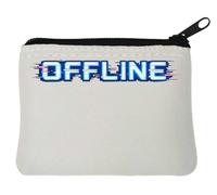 Glitch Style Offline Sign Neoprene Coin Purse Pouch 10x11cm White