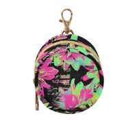 Glitched Digital Green Peach Baby Boy Pacifier Holder Case with Zipper and Clip Key Chain Wallet, Baby Items Container Box