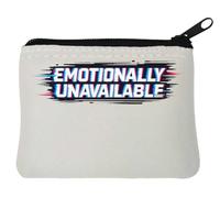 Glitched Emotionally Unavailable Text Neoprene Coin Purse Pouch 10x11cm White