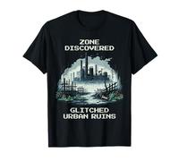 Glitched Urban Ruins | Pixel Art Adventure Design T-Shirt