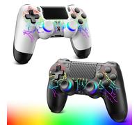 Glitfix 2pcs Wireless Controller für PS-4/Pro/Slim/PC, Game Controller mit Turbo/Zurück Taste/Dual Vibration/Touchpanel