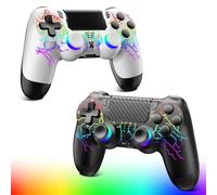 Glitfix Wireless Controller for PS-4, LED Game Controller Compatible with PS-4/Slim/Pro/PC, Controller Wireless with Dual Vibration,7-Color RGB Leds,1000mAh Battery,6-Axis,Touchpad,Headphone Jack(RGB)