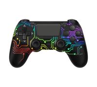 Glitfix Wireless Controller for PS4/Pro/Slim/PC, 7-Color RGB Light, Dual Vibration, 6-Axis Motion Sensor, Touch Pad, 3.5mm Audio Jack, 800mAh Battery