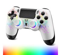 Glitfix Wireless Controller für PS-4, Game Controller kompatibel mit PS-4/Pro/Slim/PC Gamepad mit Turbo/Zurück Taste/Dual Vibration/6-Achsen Gyro Sensor/Touchpanel(RGB)