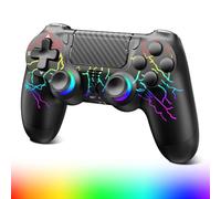 Glitfix Wireless Controller für PS-4, Game Controller kompatibel mit PS-4/Pro/Slim/PC Gamepad mit Turbo/Zurück Taste/Dual Vibration/6-Achsen Gyro Sensor/Touchpanel(RGB)