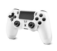 Glitfix Wireless Controller, Upgraded Controller Wireless for PS-4/Slim/PC, Bluetooth Gamepad Joystick with Dual Vibration/Touch Panel/ 3.5mm Audio Jack/Six-Axis/Ergonomic (White)