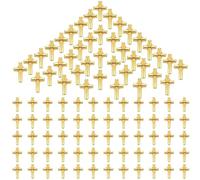 Glitinsel 100 Pcs Cross Pins Bulk Metal Golden Silver Religious Christian Cross Brooch Pins Set Religious Enamel for Christian Chaplain Gifts Funeral Church Prayer Activities (Gold)
