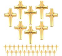 Glitinsel 200 Pcs Cross Pins Bulk Metal Golden Silver Religious Christian Cross Brooch Pins Set Religious Enamel for Christian Chaplain Gifts Funeral Church Prayer Activities (Gold)