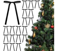 Glitinsel 24 Pcs Velvet Bows for Christmas Tree Vintage Ribbon Bows for Crafts Garland Home Coquette Wedding Birthday Decor(5 x 7 Inch, Width of 3/8",Black)