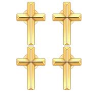 Glitinsel 4 Pcs Cross Pins Bulk Metal Golden Gold Religious Christian Cross Brooch Pins Set Religious Enamel for Christian Chaplain Gifts Funeral Church Prayer Activities (Gold)