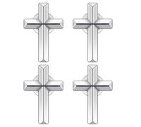 Glitinsel 4 Pcs Cross Pins Bulk Metal Golden Silver Religious Christian Cross Brooch Pins Set Religious Enamel for Christian Chaplain Gifts Funeral Church Prayer Activities (Gold)
