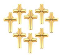 Glitinsel 8 Pcs Cross Pins Bulk Metal Golden Gold Religious Christian Cross Brooch Pins Set Religious Enamel for Christian Chaplain Gifts Funeral Church Prayer Activities (Gold)