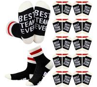 Glitopper 12 Pairs Best Team Ever Crew Socks Bulk Employee Appreciation Gifts for Women Men Staff Coworkers Teacher Nurse, Black, 7-11