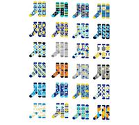 Glitopper 16 Pairs Thanksgiving Socks Novelty Cozy Autumn Turkey Fall Leaves Maple Crew Sock Gifts for Women Men, Multi-color, One size